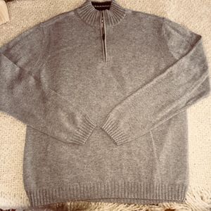 1901 cotton,15%cashmere zip neck gray sweater